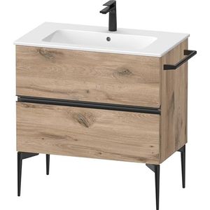 Duravit Sivida badmeubel, 2 laden, greeplijst diamantzwart mat, 810x477x591mm, voor ME by Starck, SV46440BD, Kleur: Eiken gemarmerd