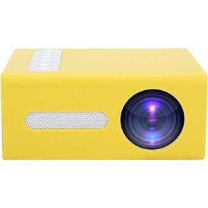 Miniprojector, Full TFT LED LCD Portable Home Theatre-projector, Huishoudprojector Beschermt ogen voor aanwezige kinderen met AV, USB, HDMI, kleine geheugenkaartpoorten(EU Geel)