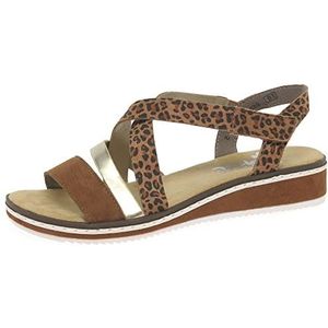 Rieker Kaz Womens Sandals 40 Tan/Gold/Leopard