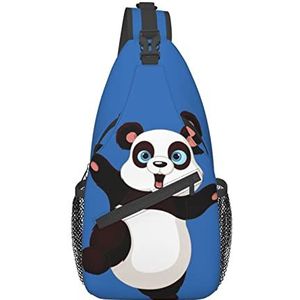 MORYEN Panda Gedrukt Sling Tassen Mannen Vrouwen Sling Rugzak Schouder CrossBody Borst Reizen Wandelen Dagrugzak, Zwart, One Size, Dagrugzak rugzakken