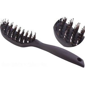 Barber Curved Vent Brush, Salon Blow Droogkwast, Zwijnborsteltje + nylon pinnen Pack of 2 Zwart