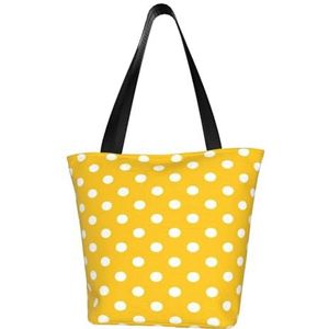 BeNtli Schoudertas, canvas draagtas grote tas vrouwen casual handtas herbruikbare boodschappentassen, gele stip, zoals afgebeeld, Eén maat