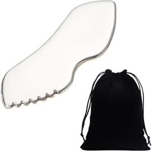 1 stuk roestvrij staal Gua Sha, metalen Gua Sha, Gua Sha gereedschap, schoonheids- en huidverzorgingsgereedschap, massageapparaat, gemakkelijk te dragen, ideaal voor spierontspanning (zilver)