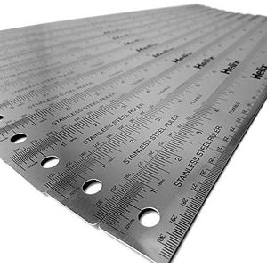 Helix 12 inch/30cm roestvrij staal flexibele metalen liniaal - antislip - Pack van 12