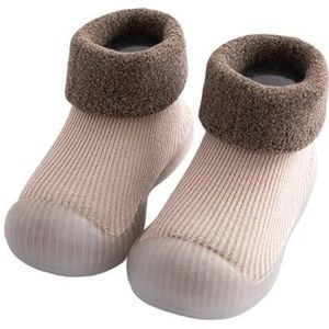 Unisex babyschoenen eerste schoenen loopstoeltjes peuter eerste wandelaar babymeisje kinderen zachte rubberen zool gebreide laarsjes antislip babyschoen (Color : Khaki, Size : 24-25(Insole 14.5cm))
