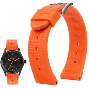 20mm 22mm rubberen horlogeband geschikt for Seiko IWC Citizen wafelband armbanden mode universele heren duiker siliconen sporthorlogeband (Color : Orange-silver, Size : 20mm)