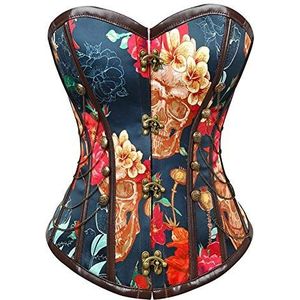 JTRHD Dames bustiers korset dames jacquard staal over borst steampunk korset bustiers top korset, Meerkleurig, S