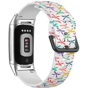RYANUKA Sport-zachte band compatibel met Fitbit Charge 5 / Fitbit Charge 6 (Dragonfly Cut Out Shapes) siliconen armband accessoire, Siliconen, Geen edelsteen