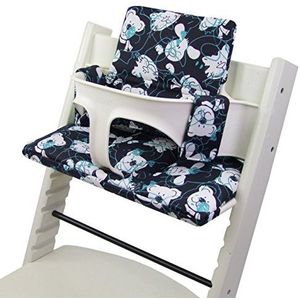Bambiniwelt Vervangende overtrek, zitkussen, kussenset, stoelverkleiner, compatibel met STOKKE Tripp Trapp voor hoge stoel, kinderstoel, design (beertje blauw)