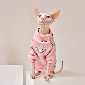 TENGTUD Haarloze kattenkleding,Sphynx/Devon Cat Super zacht en dik harig shirt-XL_pink