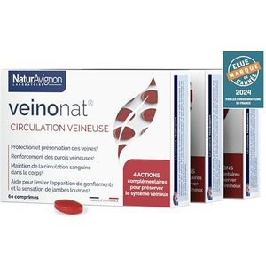 NaturAvignon Veinonat Tabletten | Veneuze circulatie en zware benen | paardenbruin + druivenpitten + fragon + zoete klaver | werkzame stoffen met bewezen werkzaamheid | 180 tabletten (3 maanden)