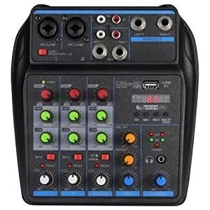 Professionele audiomixer 4-kanaals mixer DJ-mengpaneel met Bluetooth 48V fantoomvoeding Monitorsysteem USB-mixer