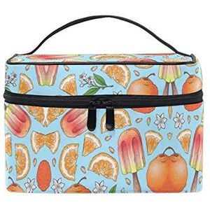 Kleurrijke Oranje Citroen Citrus Cosmetische Tas Organizer Rits Make-up Tassen Pouch Toilettas voor Meisje Vrouwen