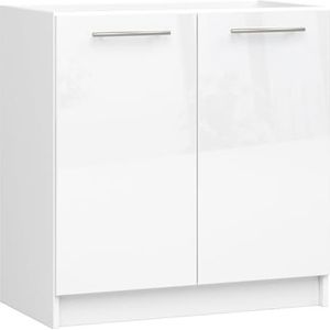 AKORD Keukenkast onder de gootsteen - Oliwia S80 | keukenonderkast met 2 deuren en 1 plank | onderkast keuken 80 cm breed | 46 x 80 x 82 cm | wit | glanzend wit