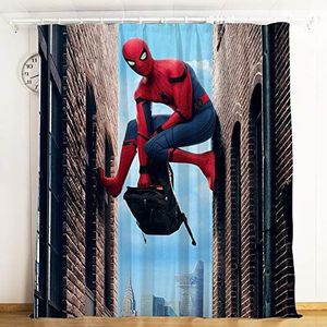 Lily&her friends - 3D-fotoafdrukgordijnen, Marvel Heroes Spiderman, geborstelde stof, fluwelen linnen verduisteringsgordijn voor kinderen, jongens, slaapkamer, gordijn (Spiderman 9, 78 x 166 cm)