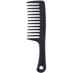Grote brede kam haarborstel, peddelhaarkam, verzorgingskam voor krullend, nat, lang haar (zwart)