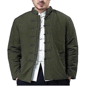 OIFAODAO, Dikke warme katoenen tangpak Winter Tai Chi Uniform Heren Chinese traditionele kleding met lange mouwen, Hanfu-jassen Vechtsportpak,Tai Chi-uniformen(Grün,3XL 4XL)