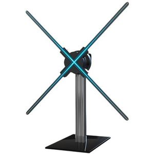 3D-hologramventilator, 3D holografische ventilator desktopstandaard met gehard glazen voet en aluminiumlegering frame voor winkel, Halloween