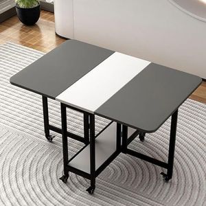 Opvouwbare Keukentafel, Opvouwbare Eettafel Die In 3 Vormen Kan Worden Opgevouwen Om Ruimte Te Besparen, Open Planken En 6 Wielen (Color : Color 3, Size : 120x80x75CM)