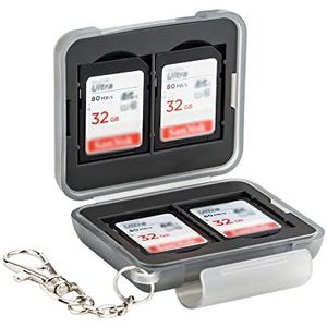PROfezzion SD-Kaarthouder Waterbestendig Geheugenkaart Opberghoesje voor 4 SD SDHC SDXC-kaarten + 8 Micro SD-kaart, Rubber voor Schokbestendigheid, Grijs