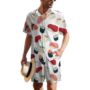 Japanse Sushi Hawaiiaanse herenpak, set van 2 stuks, strandoutfit, shirt en korte broek, bijpassende set