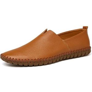 Men's Slip-on Loafers Fashion Breathable Flat Loafers Comfortable Anti-Slip Soft Sole Walking Driving Shoes(Color:Brown,Size:EU 43)