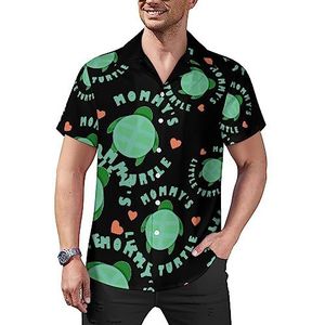 Love Mommy's Turtle Casual button-down shirts voor heren, korte mouwen, Cubaanse kraag, T-shirts, tops, Hawaiiaans T-shirt, 2XL
