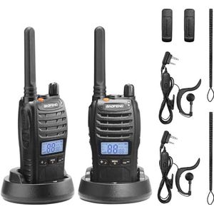 Baofeng BF-88ST Pro PMR446 Walkietalkie, verbeterde oplaadbare licentievrije radio-apparaten met groot bereik, lcd-display, VOX-Dual-Watch, tafellader en oordopjes, 2 stuks