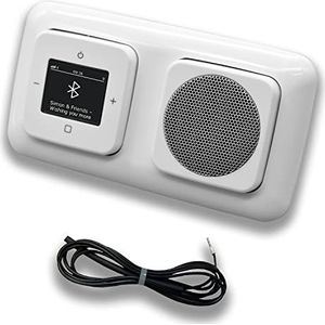 Busch Jäger DAB+ 8217U-101 Inbouwradio Bluetooth (in en uit) Reflex SI alpinewit, set met luidsprekers, afdekkingen en frames incl. 0,9 m EBROM werp-antenne voor ontvangstoptimalisatie - 8217 U – 101