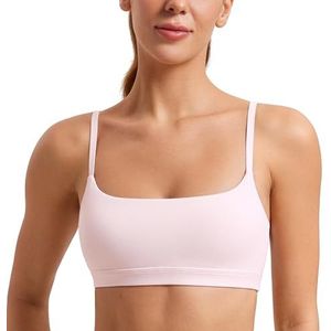 CRZ YOGA Vrouwen Butterluxe Verstelbare Spaghettiband Sportbeha - Scoop Hals Draadloze Gewatteerde Yoga Workout Crop Top Strawberry Pink XS