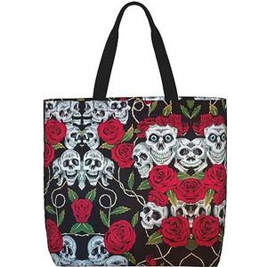 FRGMNT Textuur Achtergrond In Bruine Print Tote Bag Voor Vrouwen, Casual Rits Tote Mode Schouder Handtas Hobo Tas Met Zakken, Rose Skull Ogen, Eén maat