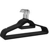 Set van 10 kleerhangers van velours voor alle soorten kleding, 360 graden draaibaar, ruimtebesparend, accessoirehouder, inkepingen voor jurken, antislip, zwart, gemaakt in Spanje