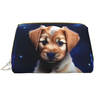 Puppy Blue Rose draagbare cosmetische tas, &reizen cosmetische tas, unisex, ritssluiting, geschikt voor dagelijks gebruik, Wit, Eén maat