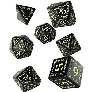 Q-Workshop QWORUN19 - bordspel Runic glow-in-the-dark dice set, zwart