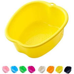 AXLOFO® Grote Voetbadkom, Dik Stabiel Kunststof Voetbad Voor Spa, Massage, Pedicure, Eelt, Nagelriemen en Ontgifting (Geel)