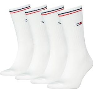 Tommy Hilfiger 4 paar Iconic sokken voor heren, maat 39-49, tennissokken, wit, 43-46 EU