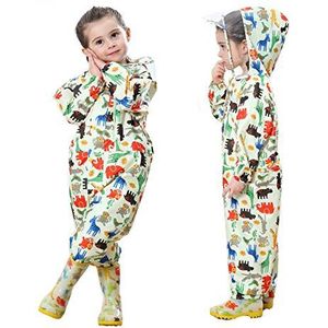 Baogaier Meisjes Jongens Regenjas Kinderen Ademend Waterdicht Regenpak Eendelig Outdoor Regenponcho Overall Regen Softshell Jas Jumpsuit Regenkleding voor Sport School Unisex 1-3 Jaar - Geel