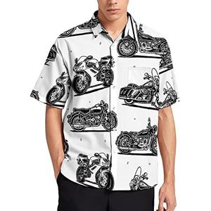 Retro motorfiets patroon Hawaiiaanse shirt voor mannen zomer strand casual korte mouw button down shirts met zak