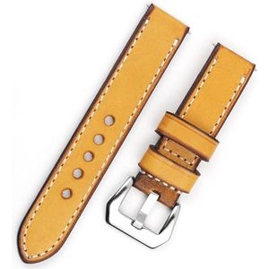 dayeer Vintage handgemaakte horlogeband lederen horlogebanden voor Panerai mannelijke vervanging Wistband armband band (Color : Yellow, Size : 22mm)