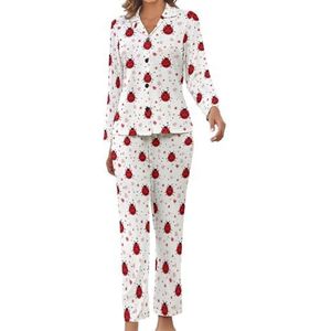 Lieveheersbeestjespatroon damespyjamaset, bedrukte pyjamaset, nachtkleding pyjama, loungewear sets XL