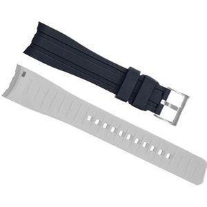 INSTR Dubbele kleur siliconen band voor Citizen Arc Mouth horlogeband armband horloge accessoires 20 mm 22 mm (Color : Black White silver, Size : 20mm)