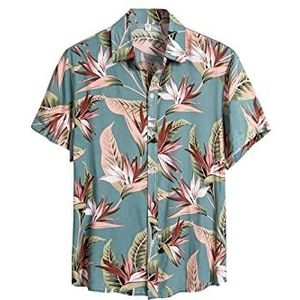 HJUGHPN Heren Shirts Mannen Etnische Linnen Katoen Korte Mouw T-shirt Zomer Bloemen Losse Baggy Casual Shirts Tops Vakantie Strand Mannen Tops, 1 kleur, XL