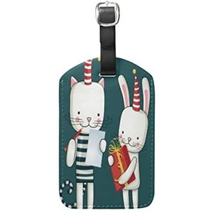 Kitten Verjaardagskonijntje Gift Lederen Bagage Bagage Koffer Tag ID Label voor Reizen (2 St)