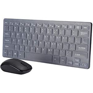 Draadloze toetsenbord- en muiscombinatie voor 2,4 GHz draadloze toetsenbordmuis met micro-USB-ontvanger voor pc/laptop, 3 knoppen Bluetooth-muizen en 78-toetsen toetsenbord(Zwart)