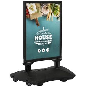 DISPLAY SALES stoepbord WINDPRO® SLIM | zwart klantenstopper in DIN A1 | reclamebord aan beide zijden