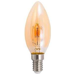 McShine - LED Filament Kaars Lamp | Retro | E14, 1W, 90 lm, Warm Wit, 2200K, Gouden Glas
