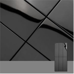 1 stuk zilveren minimalistische metalen roestvrij staal mozaïek tegel achtergrond muur restaurant bar matte spiegel strip wandtegel (kleur: zwart glanzend oppervlak 296 x 145 mm)