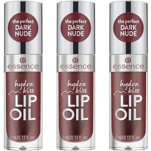 essence hydra kiss LIP OIL, lipgloss, nr. 08, rood, hydraterend, verzorgend, met oliën, glanzend, veganistisch, zonder parabenen, zonder microplasticdeeltjes, nanodeeltjes vrij, 3 stuks (3 x 4 ml)