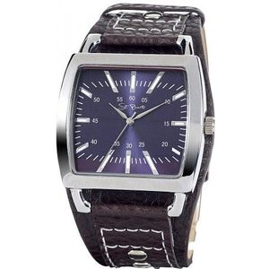 St. Barth herenhorloge Classic Trendy analoog kwarts plastic band bruin/blauw SGA-90607-41L