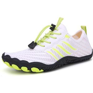 Geaard schoeisel voor dames en heren, antislip wandelingen, waterschoenen voor wandelen, blote voet, uniseks, voetvormige sneakers, brede teenbox, Wit A, 38 EU